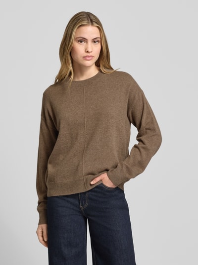 BOSS Sweter o kroju relaxed fit z dzianiny z czystego kaszmiru model ‘FASCONA’ Ziemisty brązowy 4