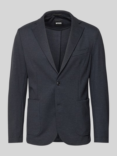 Produktfoto, Slim Fit Sakko mit Viskose-Anteil Modell 'P-HANRY-J-WG-PK-261F' von BOSS in Dunkelblau, unifarben, Reverskragen, Stretch-Material