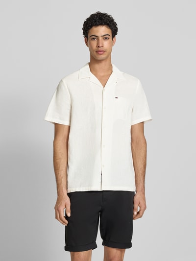 Tommy Jeans Regular Fit Freizeithemd aus Leinen-Baumwoll-Mix Offwhite 4