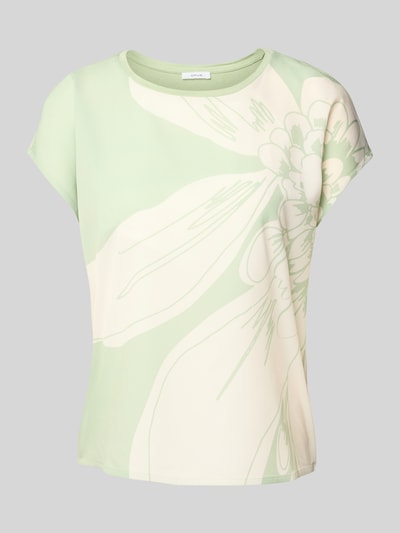 OPUS T-Shirt mit geripptem Rundhalsausschnitt Modell 'Samelie' Hellgruen Melange 2