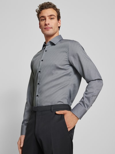 ETERNA SLIM FIT Koszula biznesowa o kroju slim fit z kołnierzykiem typu kent Srebrny 3