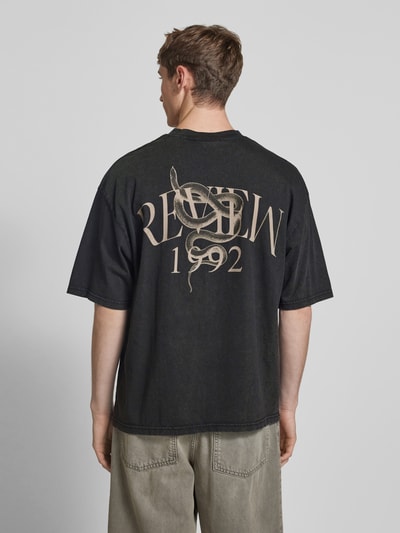 REVIEW Oversized T-Shirt mit geripptem Rundhalsausschnitt Black 5