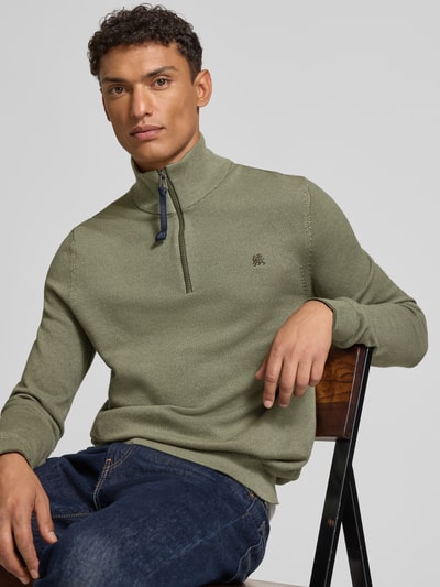 Lerros Gebreide pullover met schipperskraag Olijfgroen - 3