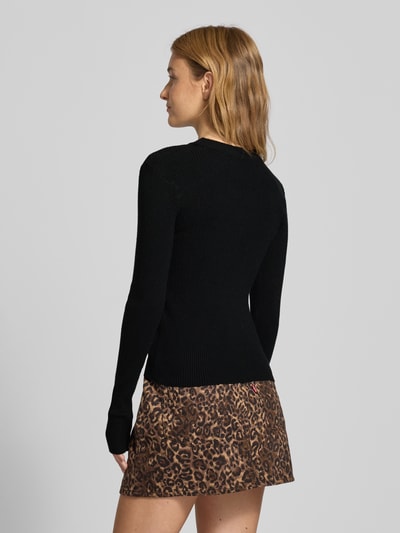 Pieces Sweter o kroju slim fit z dzianiny z mieszanki wiskozy model ‘MIRA’ Czarny 5