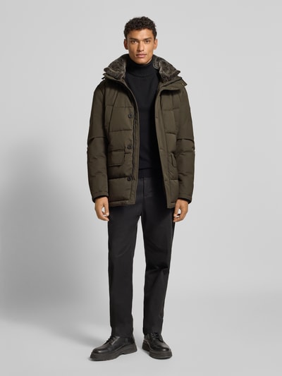 Strellson Regular fit gewatteerd jack met capuchon, model 'PIAZZA' Olijfgroen - 1
