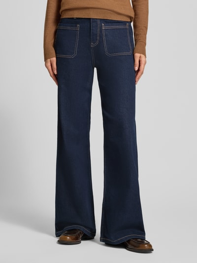 s.Oliver BLACK LABEL relaxed fit jeans met dubbele riem detail Jeansblauw - 4