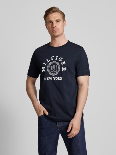 Tommy Hilfiger T-shirt met labelprint Marineblauw - 4