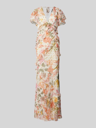 Lipsy Abendkleid mit Volants Ecru 2