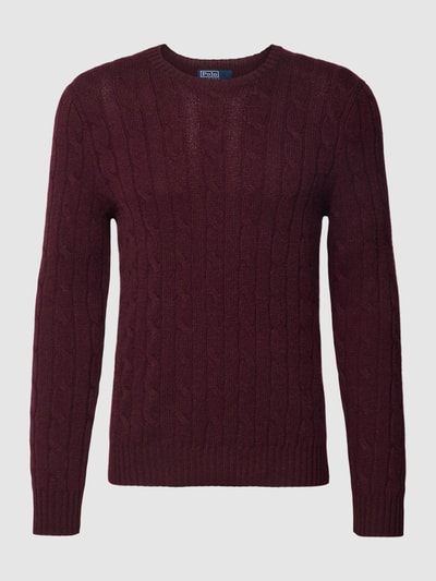 Polo Ralph Lauren Kaschmirpullover mit Zopfmuster Bordeaux 2