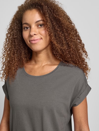 Only Relaxed fit T-shirt van viscosemix, model 'MOSTER' Lichtgrijs - 3