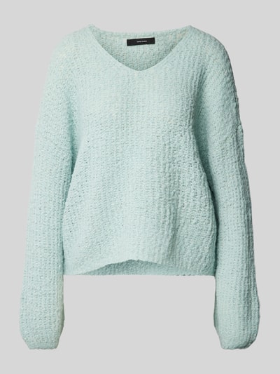 Vero Moda Oversized gebreide pullover met V-hals, model 'JULIETTE' Rietgroen - 2