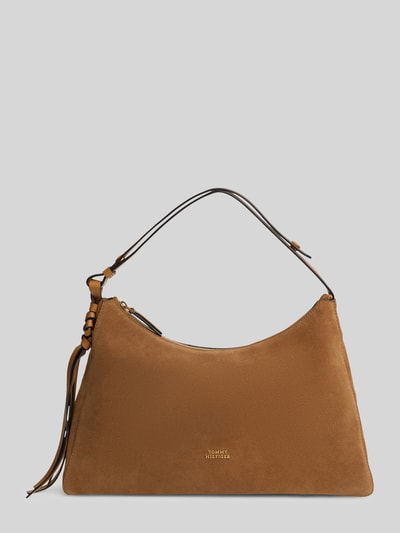 Tommy Hilfiger Henkeltasche aus echtem Veloursleder mit Label-Detail Cognac 2