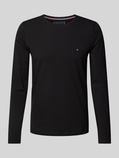 Tommy Hilfiger Regular Fit Longsleeve aus Viskose mit Label-Stitching Black 1