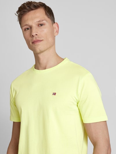 Napapijri T-shirt z okrągłym dekoltem model ‘SALIS’ Neonowy żółty 3