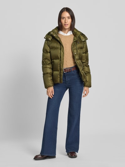 Polo Ralph Lauren Daunenjacke mit verdecktem Reißverschluss und Eingrifftaschen Oliv 1