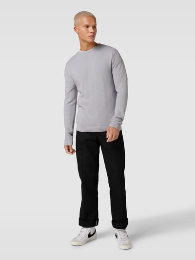 JACK & JONES Strickpullover im fein strukturierten Design Modell 'WILLIAM' Hellgrau 1