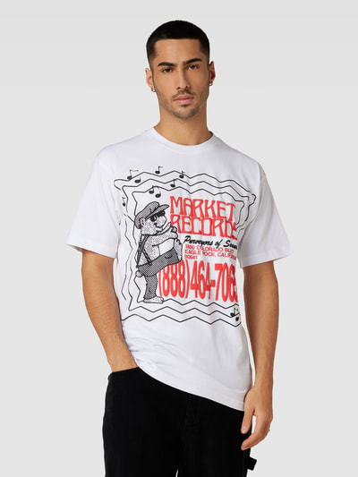 MARKET T-shirt z nadrukowanym motywem model ‘MARKET RECORDS’ Biały 4