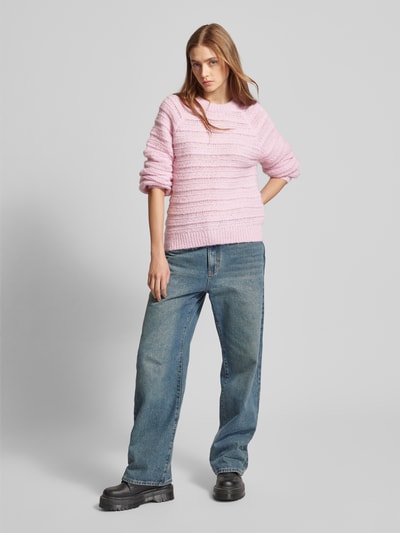 Pieces Regular Fit Strickpullover mit Strukturmuster Modell 'JAYDA' Rosa 1