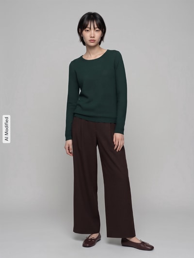 VERO MODA Regular fit pullover van puur katoen model 'CARE' Donkergroen - 1