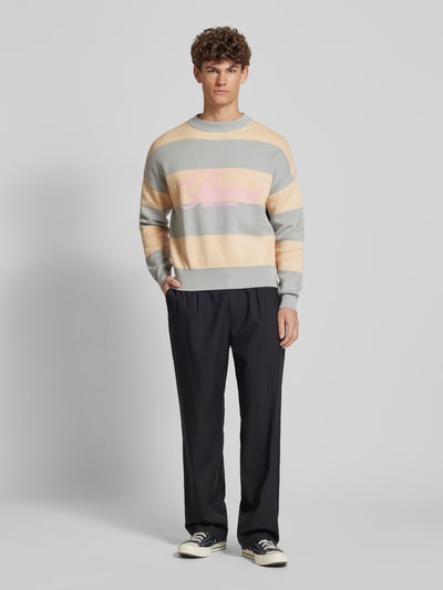 PROHIBITED Gebreide pullover met labelprint Lichtgrijs - 1