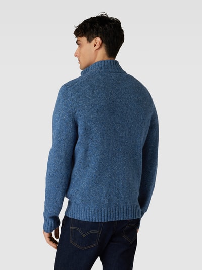 Fynch-Hatton Gebreid jack met opstaande kraag van wolmix met alpaca Blauw gemêleerd - 5