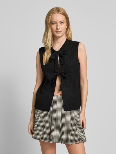 Pieces Mouwloos vest met strik, model 'SILLY' Zwart - 4