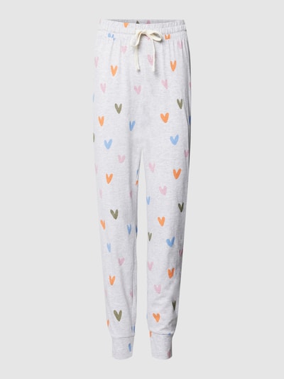 Jake*s Casual Pyjama-Hose mit Allover-Print Hellgrau Melange 1