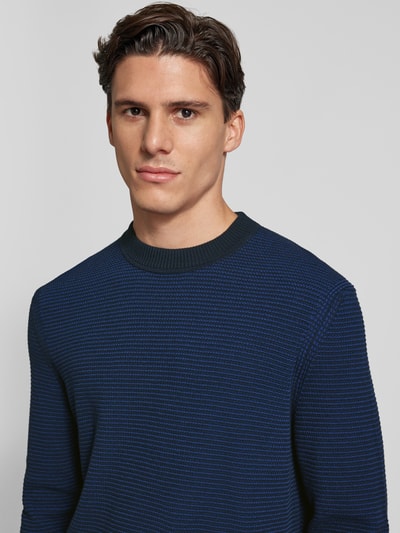 BOSS Orange Gebreide pullover met ronde hals, model 'Amercury' Donkerblauw - 3