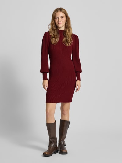Only Comfort Fit Strickkleid aus Viskose-Mix Modell 'KATIA' Bordeaux Melange 1