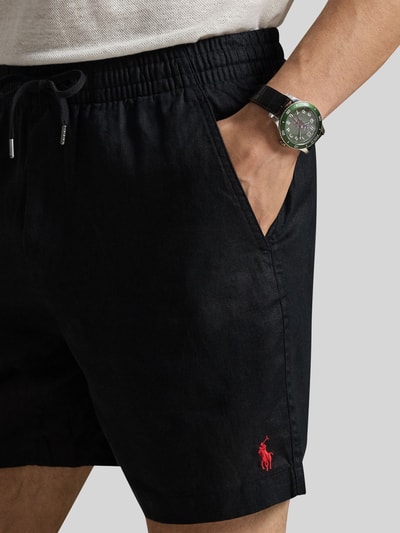 Polo Ralph Lauren Leinenshorts mit Tunnelzugbund und Logo Stitching Black 3