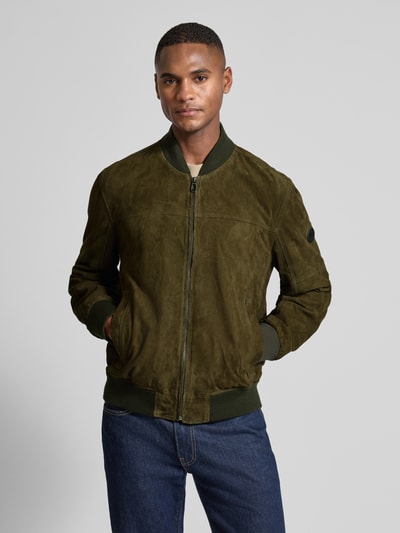 JOOP! Collection Lederblouson mit Stehkragen Modell 'Pios' Oliv 4