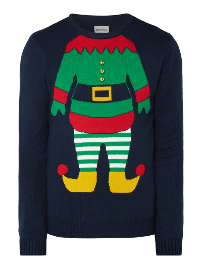 Montego Pullover mit Weihnachts-Stickerei Marine 2