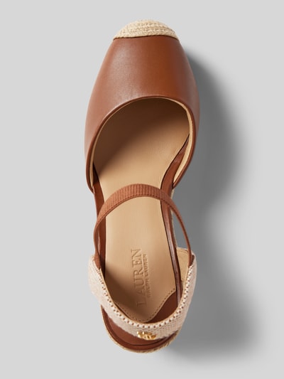 Lauren Ralph Lauren Wedges in gevlochten look, model 'PEARLE II' Cognac - 4