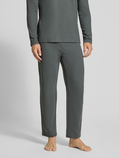 BOSS Regular fit sweatpants van katoenmix Rietgroen - 4