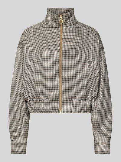 Produktfoto, Regular Fit Kurzblazer mit Allover-Muster Modell 'AMEFINE' von HUGO, Hahnentritt, Stehkragen, Reißverschluss, seitliche Eingrifftaschen