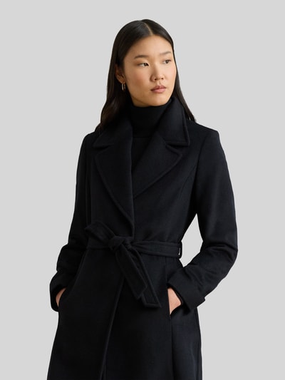Lauren Ralph Lauren Lange jas van wol met strikceintuur Zwart - 1