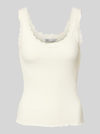 ONLY Regular Fit Tank Top mit Frill am Saum Modell 'SARA' Offwhite 2
