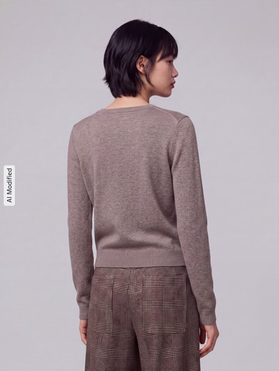 s.Oliver RED LABEL Slim fit pullover van viscosemix Taupe gemêleerd - 5