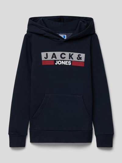 Jack & Jones Bluza z kapturem z nadrukiem z logo Granatowy 1