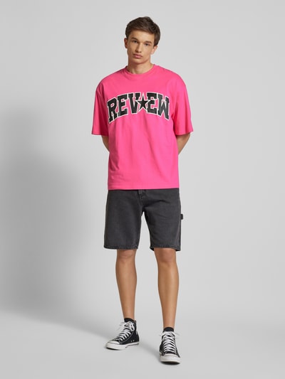 REVIEW T-Shirt mit Label-Print Pink 1