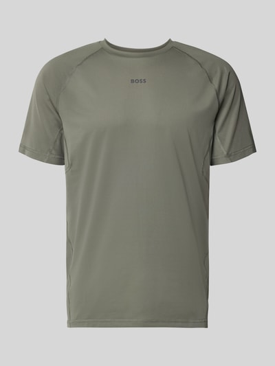 Produktfoto, Regular Fit T-Shirt mit Flatlock-Nähten Modell 'TEE ACTIVE 1' von BOSS Green, Optik: Unifarben, leichtes Stretch-Gewebe, Label-Print, Rundhals, Kurzarm, Raglanärmel, schnelltrocknend