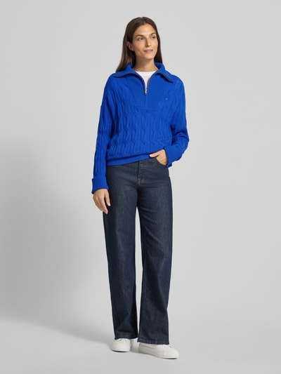Tommy Hilfiger Relaxed Fit Strickpullover aus reiner Wolle mit Zopf-Muster Royal 1
