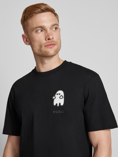 HUGO T-Shirt mit Label-Print Modell 'Dicatiko' Black 3