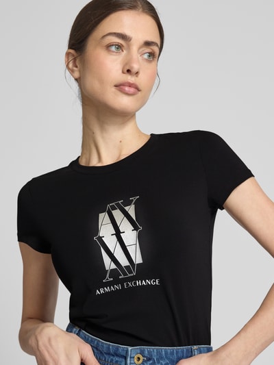 ARMANI EXCHANGE T-shirt met labelprint Zwart - 3