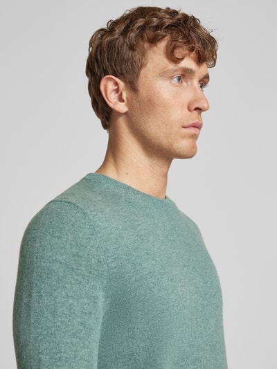 Christian Berg Men Strickpullover mit gerippten Abschlüssen Schilf Melange 3