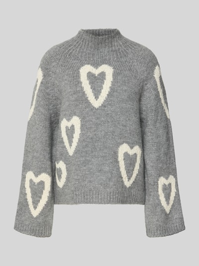 MORE & MORE Oversize sweter dzianinowy z domieszką wełny i bawełny Średnioszary 2