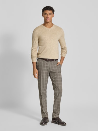 Christian Berg Men Kaschmirpullover mit V-Ausschnitt Camel Melange 1