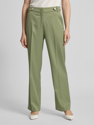 More & More Straight Leg Stoffhose mit Strukturmuster Oliv 4
