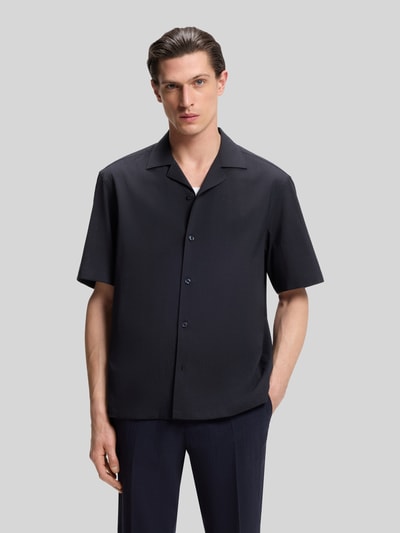 BOSS Relaxed Fit Kurzarmhemd aus Woll-Mix Marine 4