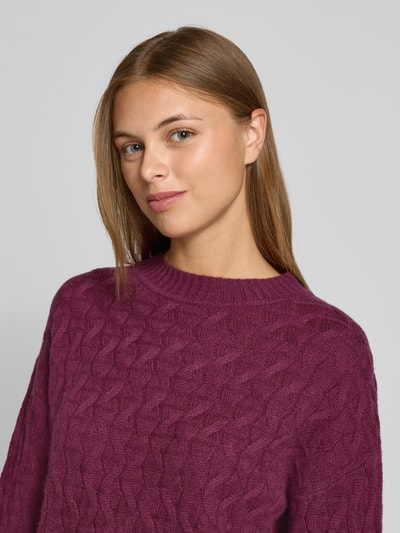 Christian Berg Woman Gebreide pullover van kasjmier met ronde hals Bordeaux - 3
